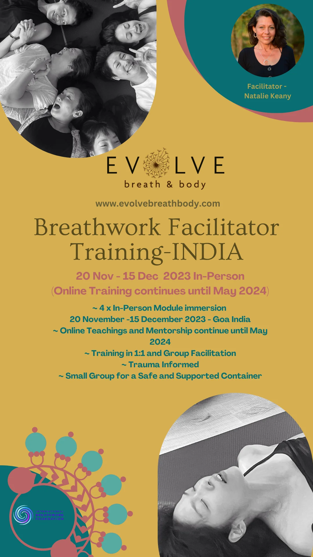 セラピューティック・ブレスワーク・ファシリテーター養成講座 - インド — Evolve Breath Body™ – モジュール1